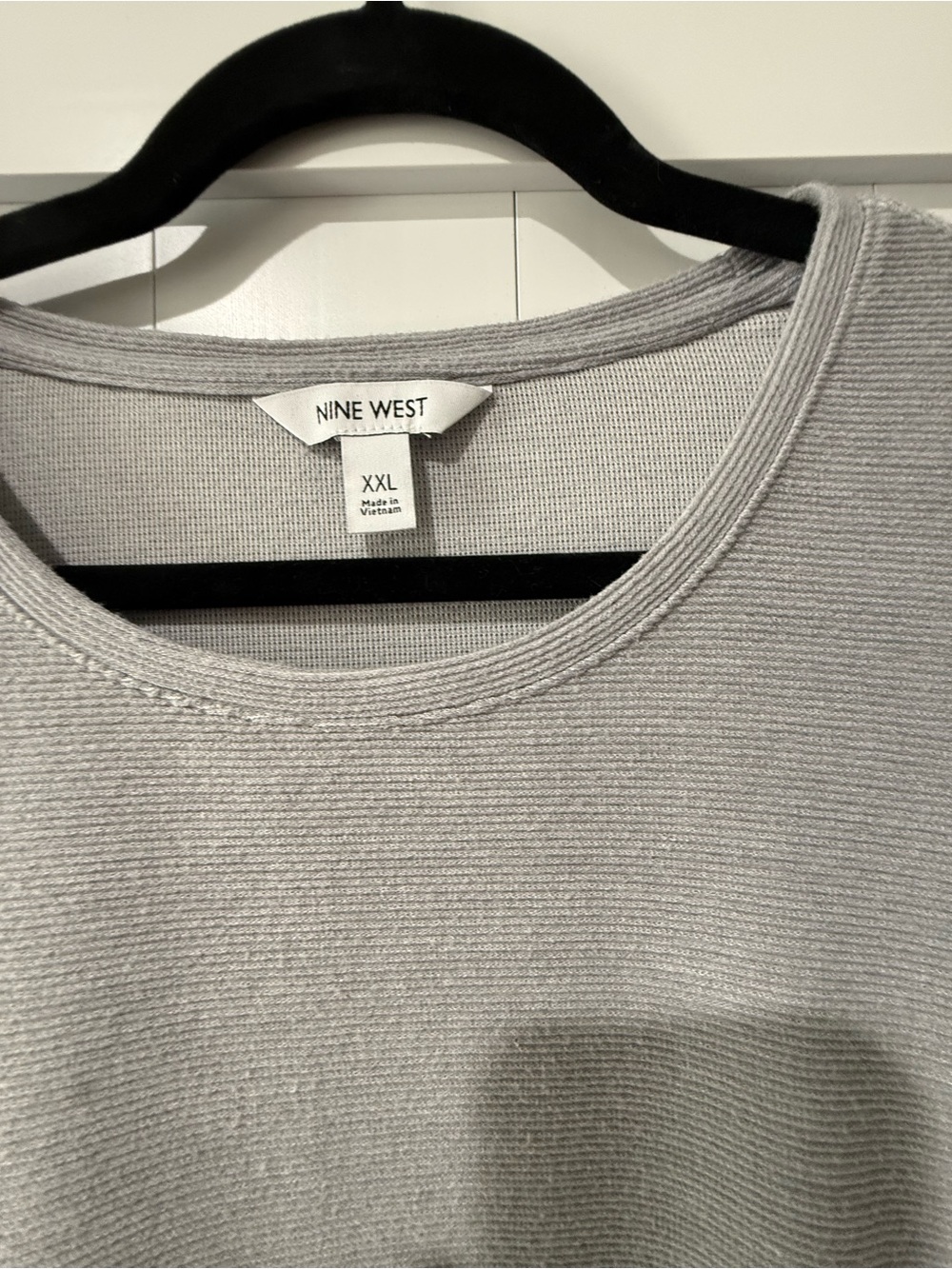 Nine West Women's Crewneck Sweater Top in Light Gray